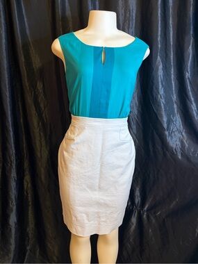 ANTONIO MELANI Teal & White Sleeveless Midi Dress